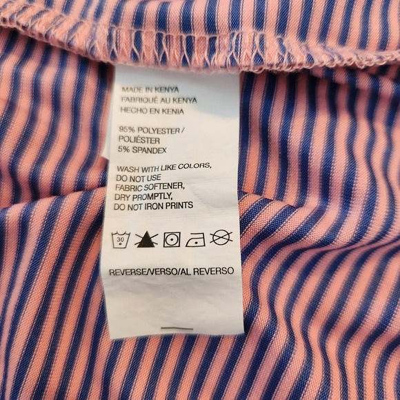 IZOD Golf Shirt Men's Medium Pink Blue Pin Stripes - Picture 6 of 7